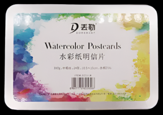 Watercolor Postcards in a Metal Tin / 24pc