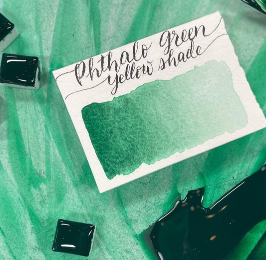 Phthalo Green Yellow Shade Half Pan Watercolor: Stoneground Paint Co.