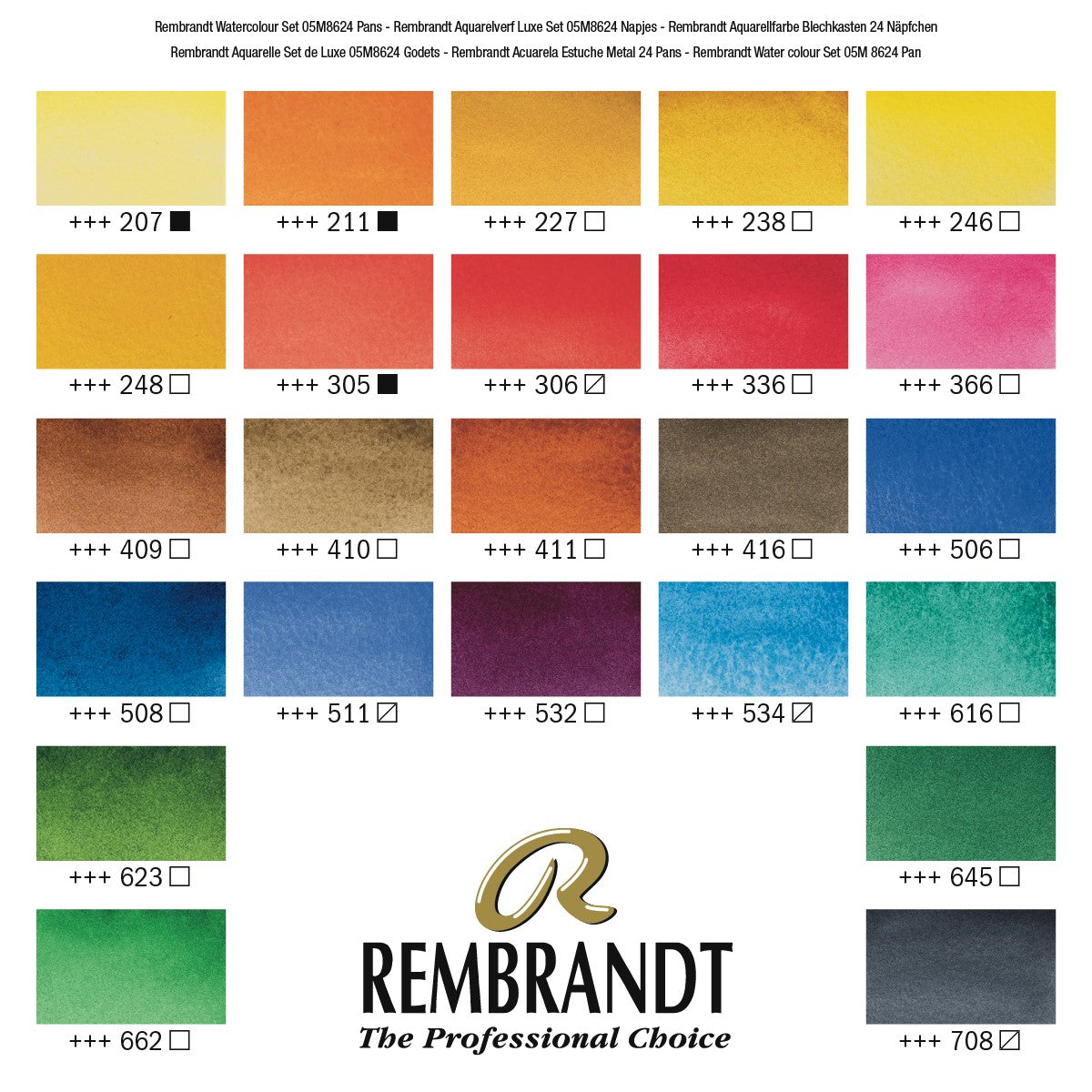 24pan Rembrandt Watercolor Metal Box