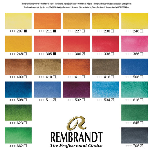 24pan Rembrandt Watercolor Metal Box
