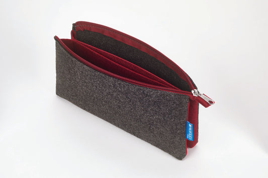 5"x9" Charcoal/Maroon Midtown Pouch