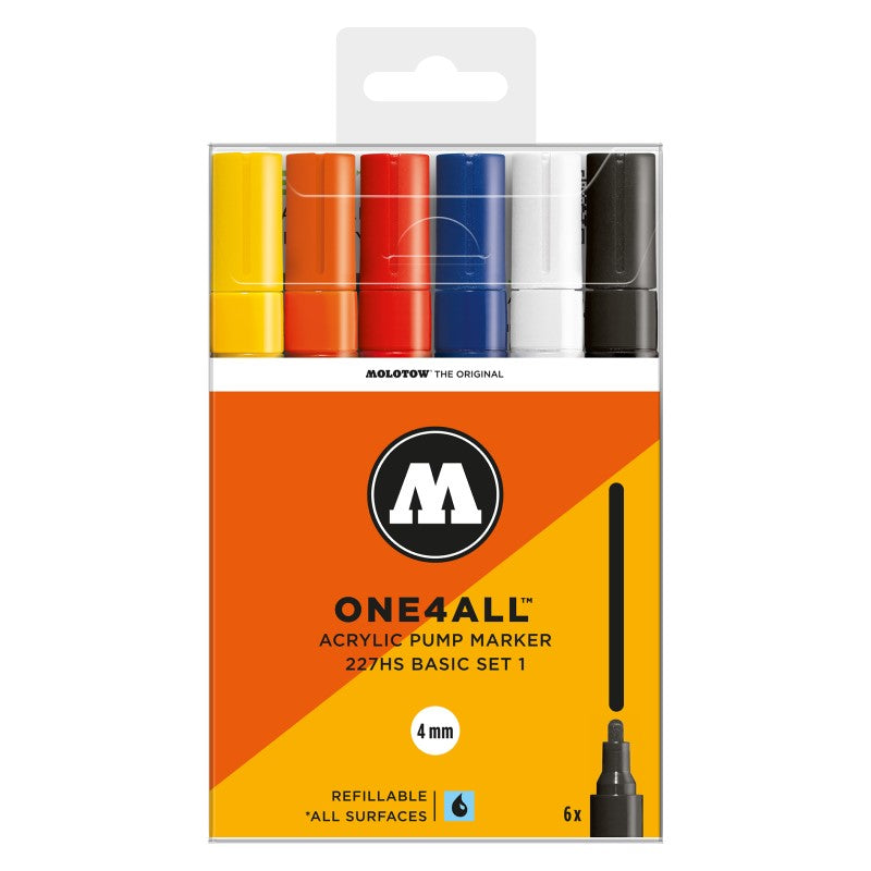 4mm Round Tip One4All Moltow 227HS Basic Set 1 - 6 Markers