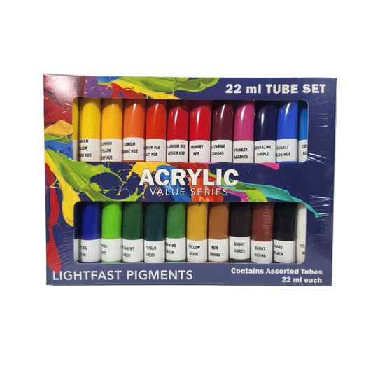 24 - 12ml Tube Acrlyic Set; Value Series