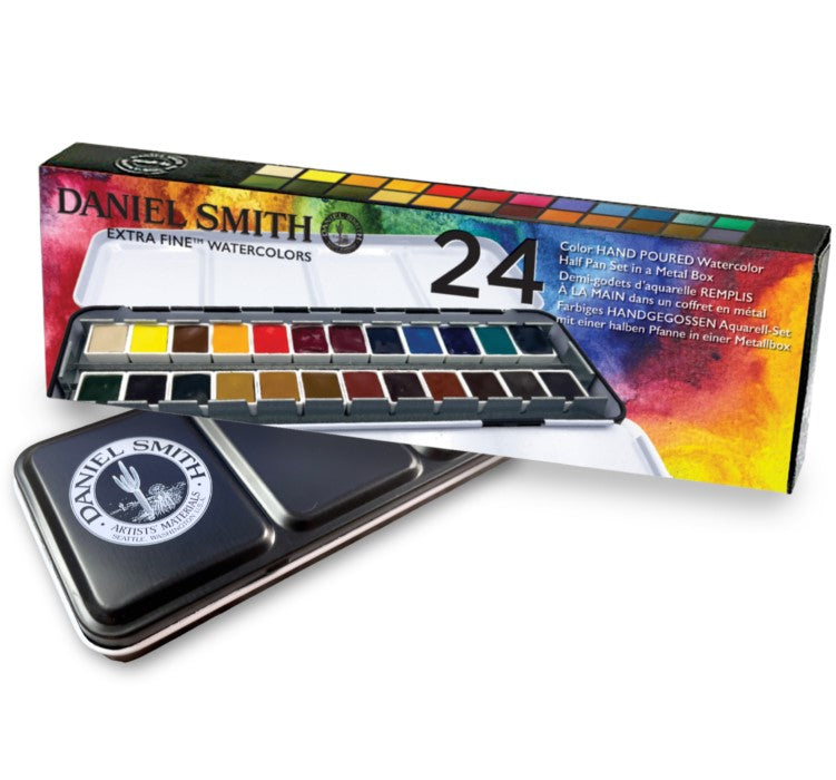 New Version: Metal Half Pan Daniel Smith Watercolor Set (24 colors)