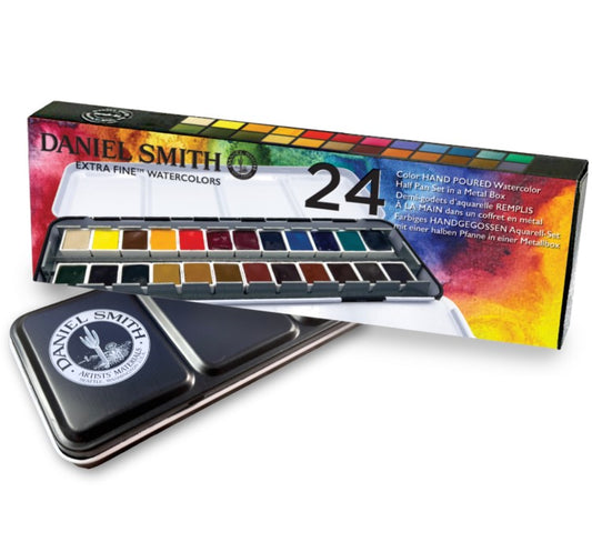 New Version: Metal Half Pan Daniel Smith Watercolor Set (24 colors)