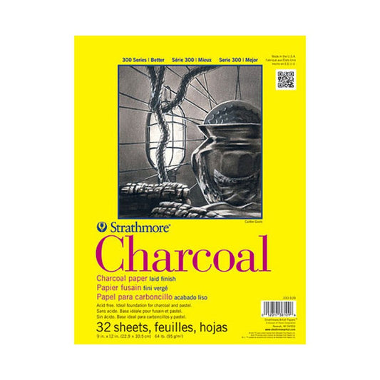 9"x12" Strathmore #330-109 Charcoal Pad-White: 32 sheets