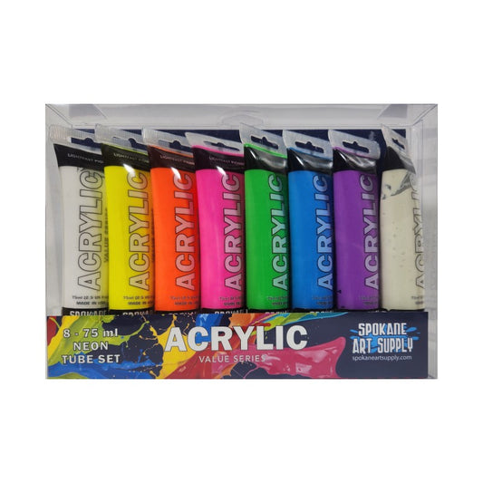 8 - 75ml Tube Neon Acrlyic Set; Value Series