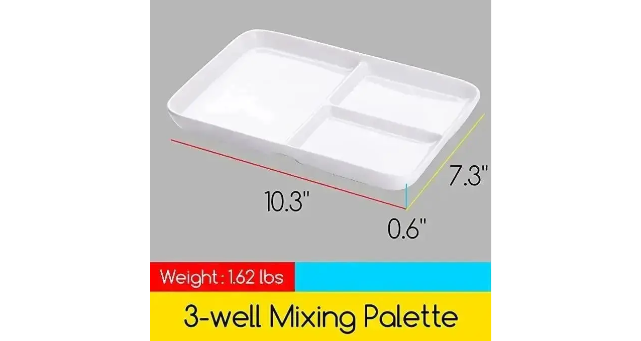 3-Well Ceramic Painting Palette: 10" x 7"