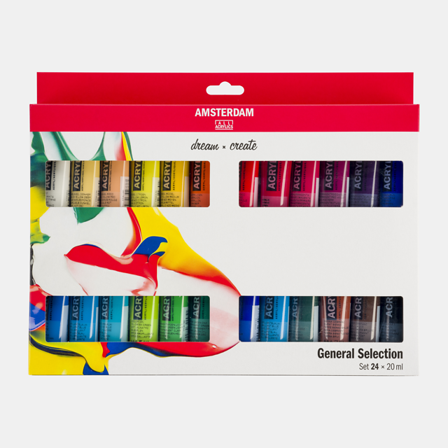 General Selection Acrylic Set: 24 x 20ml tubes from Amsterdam
