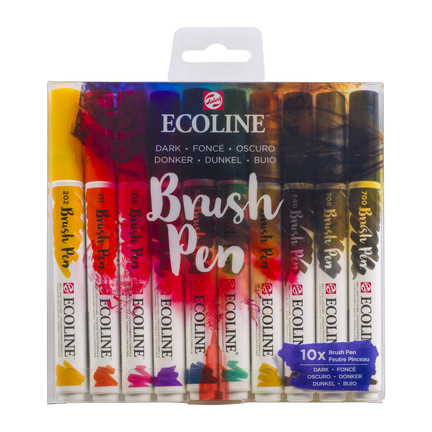 Ecoline DARK Brush Pen Set: 10 Markers