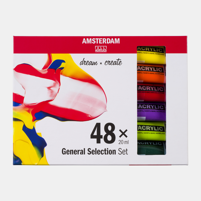 General Selection Acrylic Set: 48 x 20ml tubes from Amsterdam