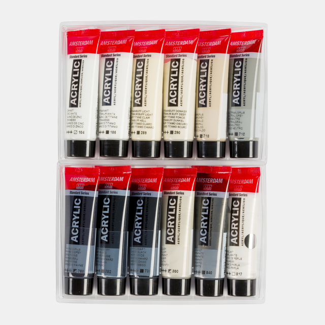 Grey Selection Acrylic Set: 12 x 20ml tubes from Amsterdam