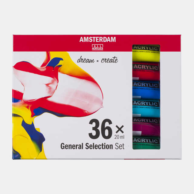 General Selection Acrylic Set: 36 x 20ml tubes from Amsterdam