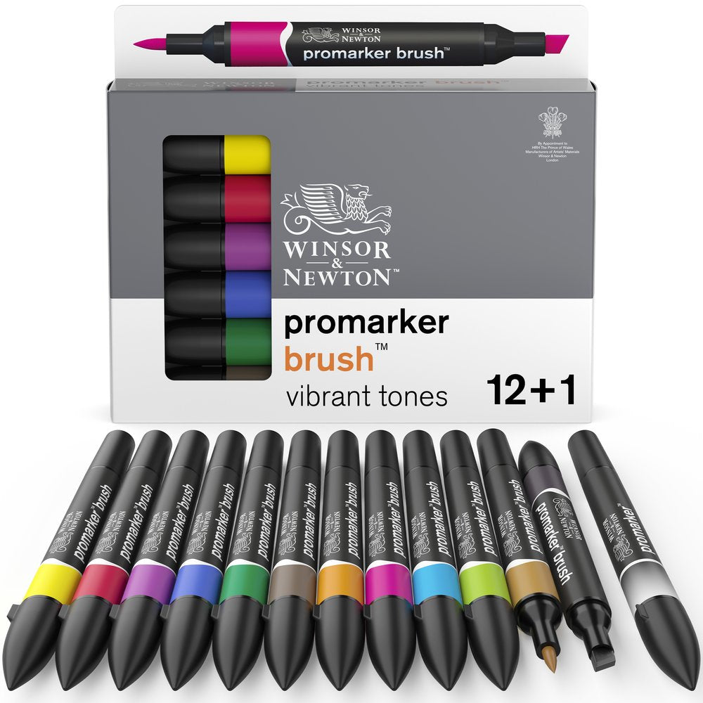 12+1 Vibrant Tones Winsor & Newton ProMarker BRUSH Set