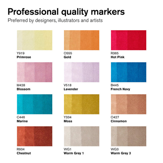 12+1 #0290161 Manga Romance Winsor & Newton (Alcohol) ProMarker Set