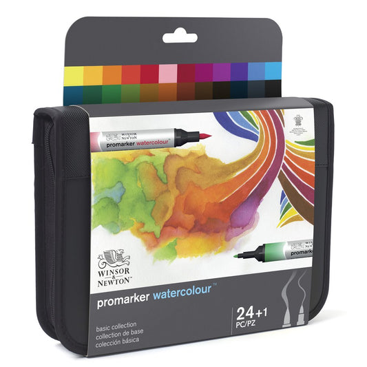 24 Piece Basic Winsor & Newton ProMarker Brush: Watercolor Set