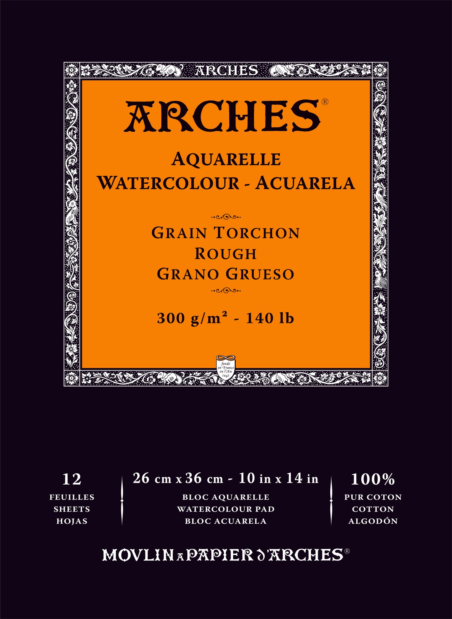 10″x14″ Arches Paper Pad-Rough Press: 12 sheet