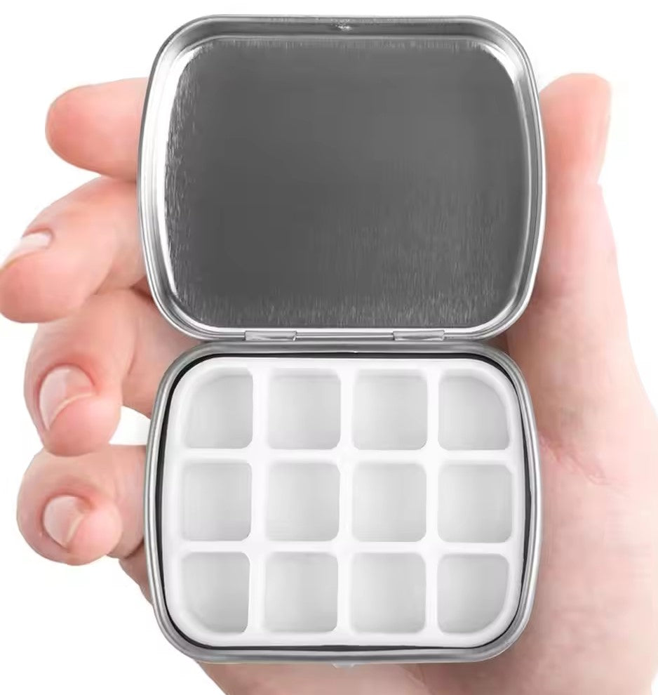 SILVER Mini Paint Travel Watercolor Tin Box