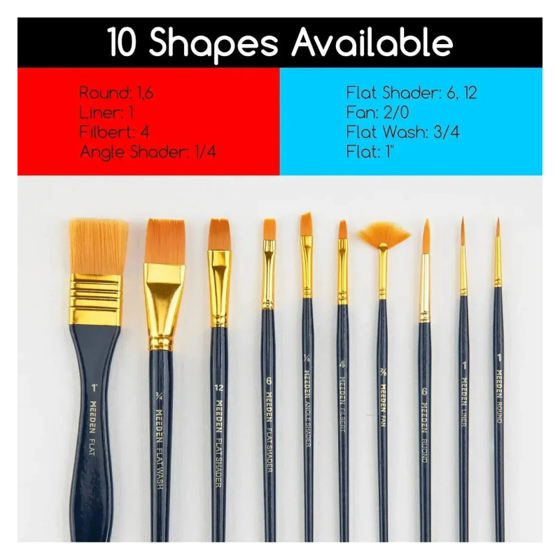 Meeden Brush Set: 10 Acrylic Paintbrushes