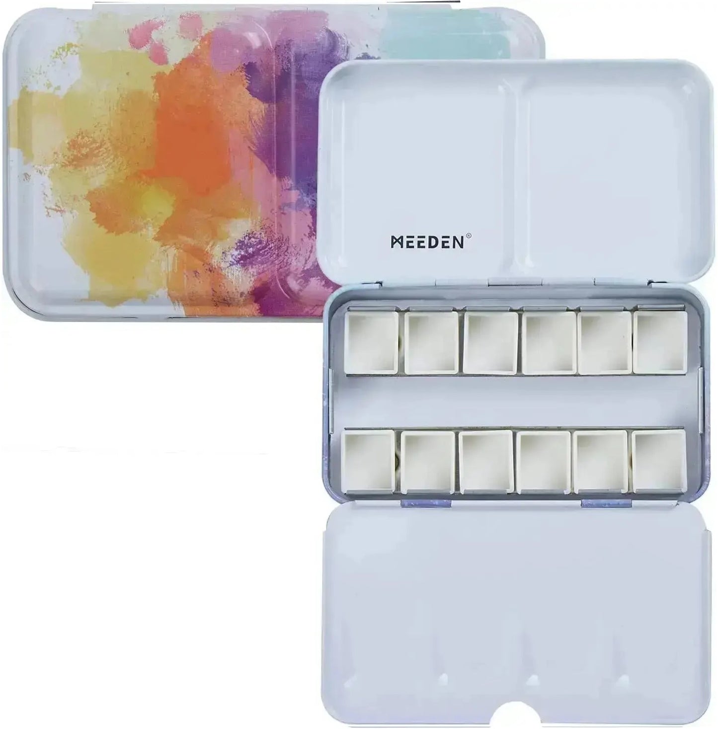 MEEDEN Colorful Empty Watercolor Tin/Palette with 12 half pans