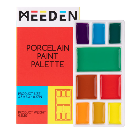9 Well Rectangle Ceramic Palette