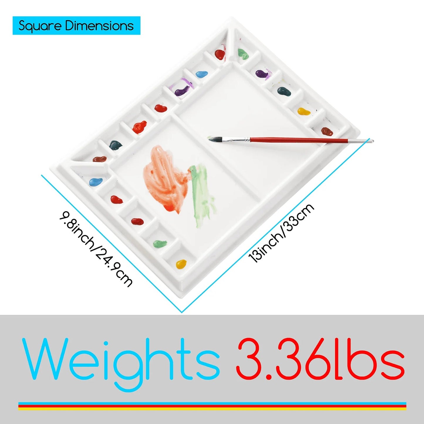 17-Well Rectangular Ceramic Palette