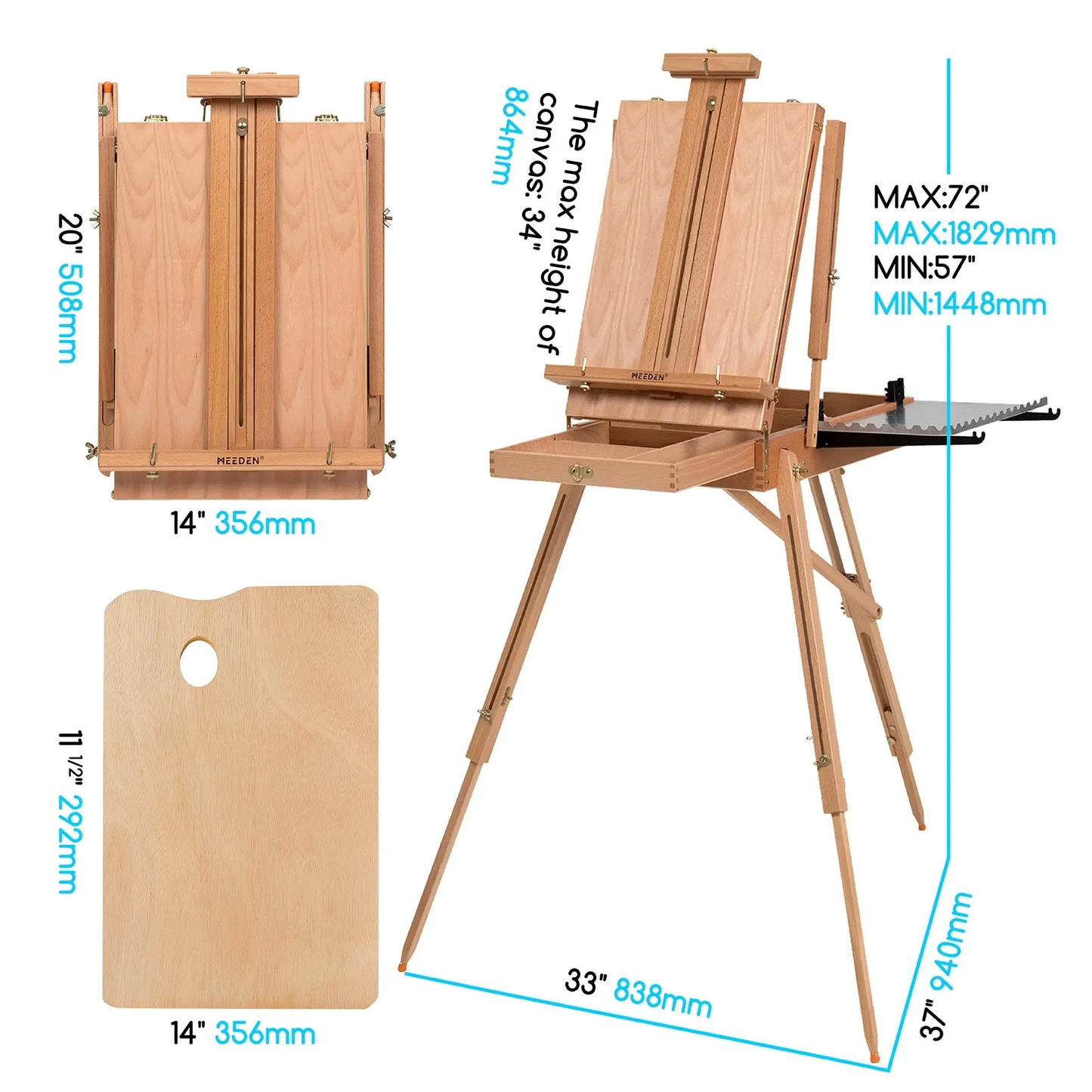 MEEDEN Foldable French Stylie Easel/Natural