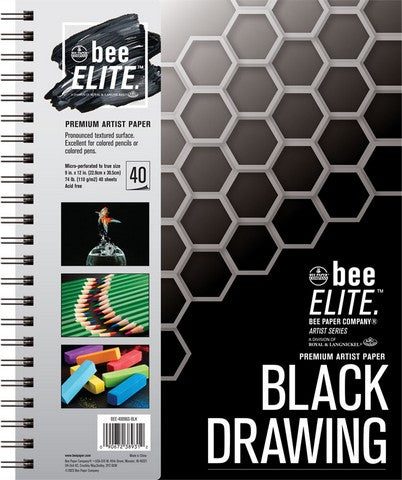 9"x12" Bee Elite Black Drawing Pad: 40 sheets
