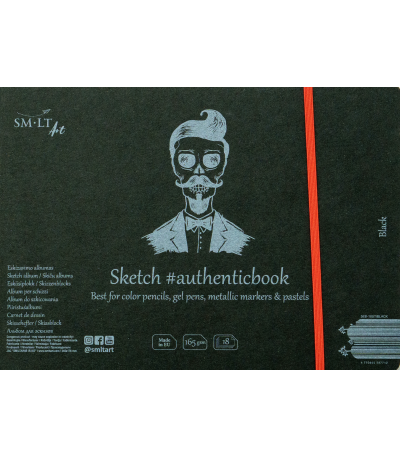 Black Sketch Album #authenticbook - 18 pages (9 5/8" x 6 7/8")