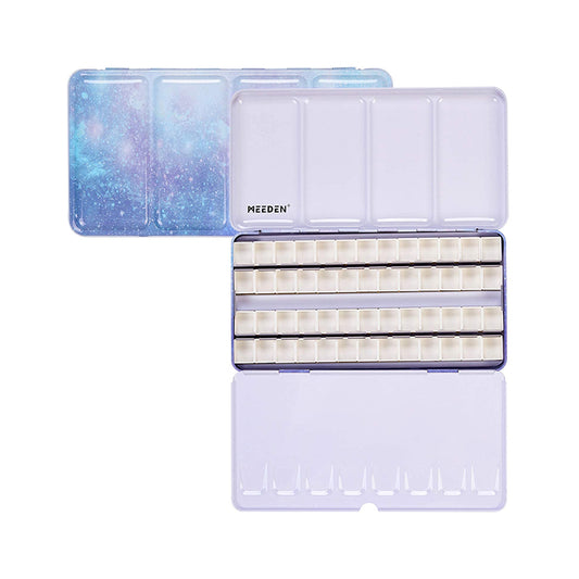 BLUE RAIN Empty Watercolor Tin/Palette with 52 half pans