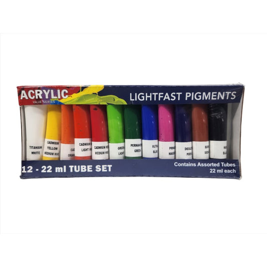 12 - 12ml Tube Acrlyic Set; Value Series