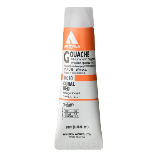 Coral Red 20ml Holbein Acrylic Gouache Tube D010
