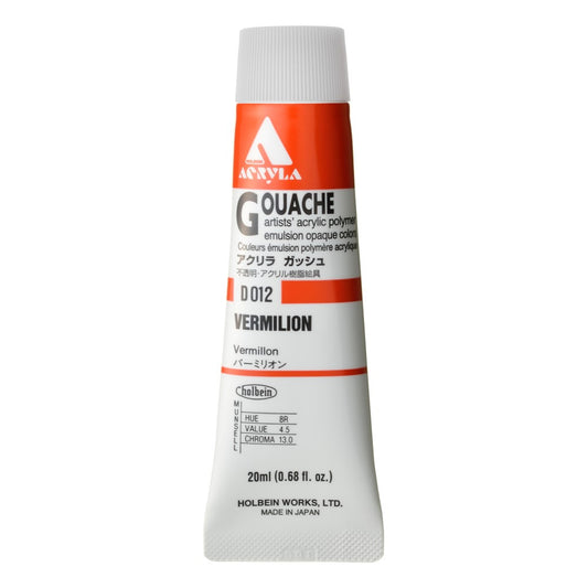 Vermillion 20ml Holbein Acrylic Gouache Tube D012