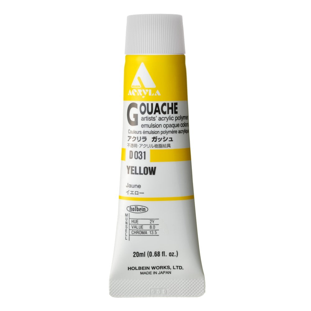 Yellow 20ml Holbein Acrylic Gouache Tube D031