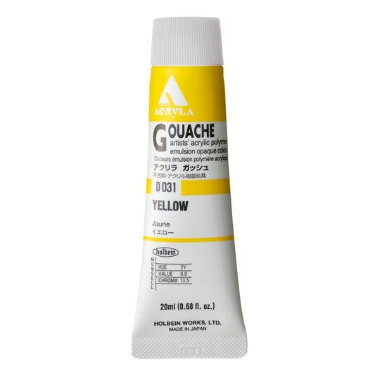 Yellow 20ml Holbein Acrylic Gouache Tube D031