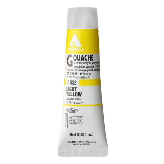 Light Yellow 20ml Holbein Acrylic Gouache Tube D032