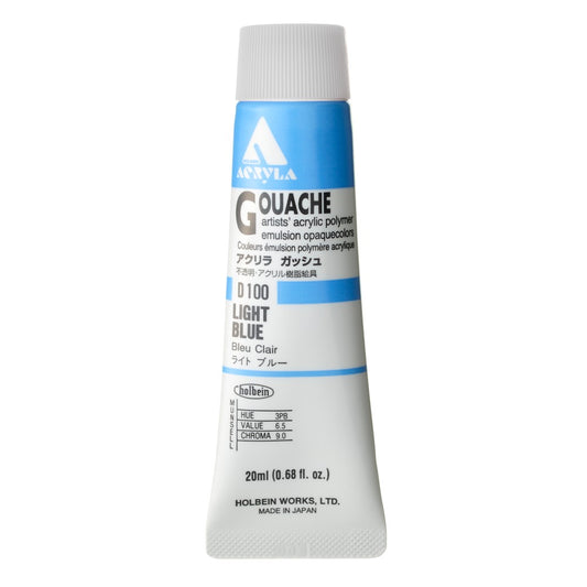 Light Blue 20ml Holbein Acrylic Gouache Tube D100