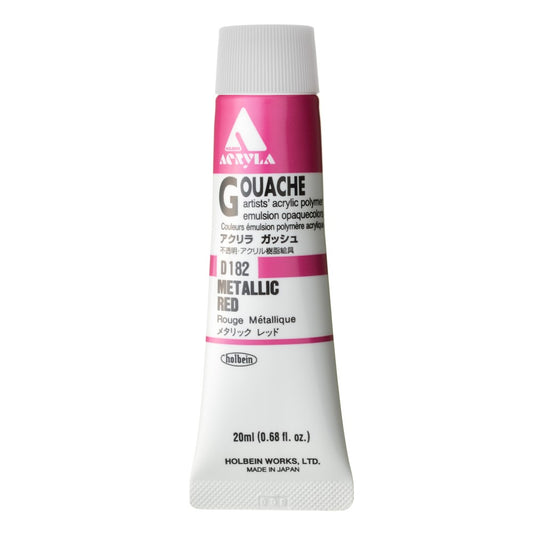 Metallic Red 20ml Holbein Acrylic Gouache Tube D182