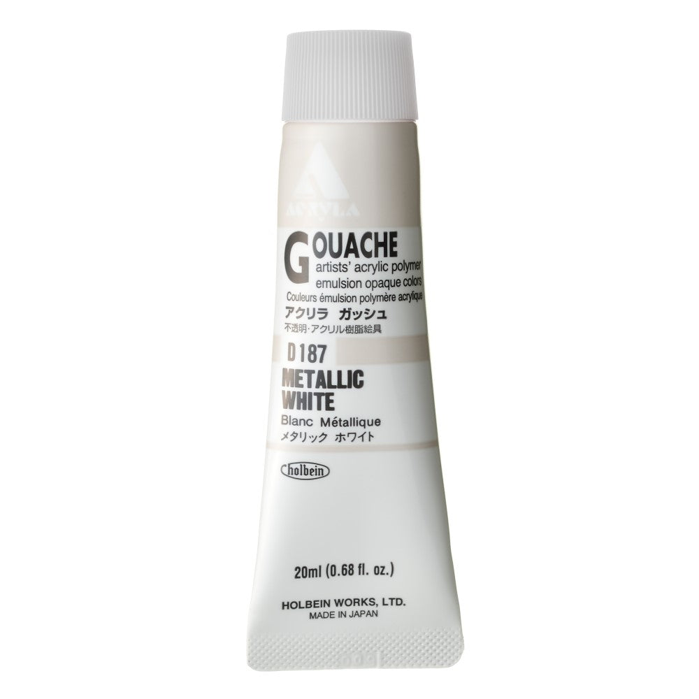 Metallic White 20ml Holbein Acrylic Gouache Tube D187