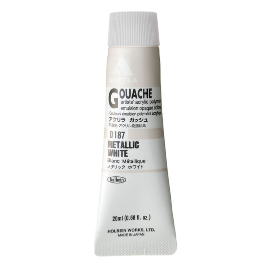 Metallic White 20ml Holbein Acrylic Gouache Tube D187