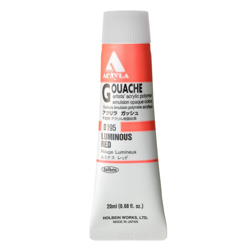 Luminous Red 20ml Holbein Acrylic Gouache Tube D195