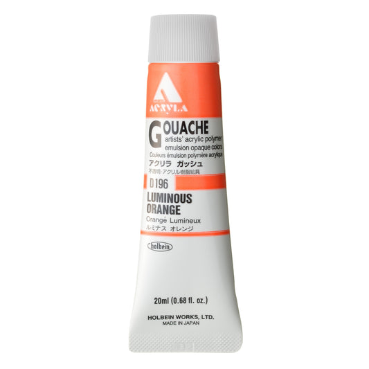 Luminous Orange 20ml Holbein Acrylic Gouache Tube D196