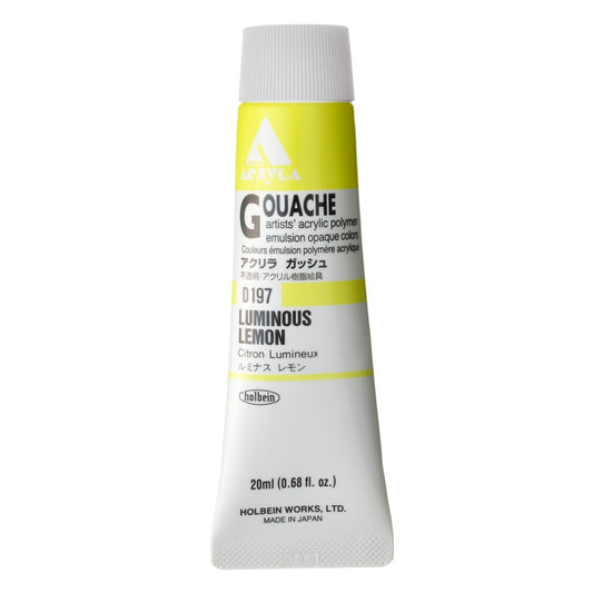 Luminous Yellow 20ml Holbein Acrylic Gouache Tube D197