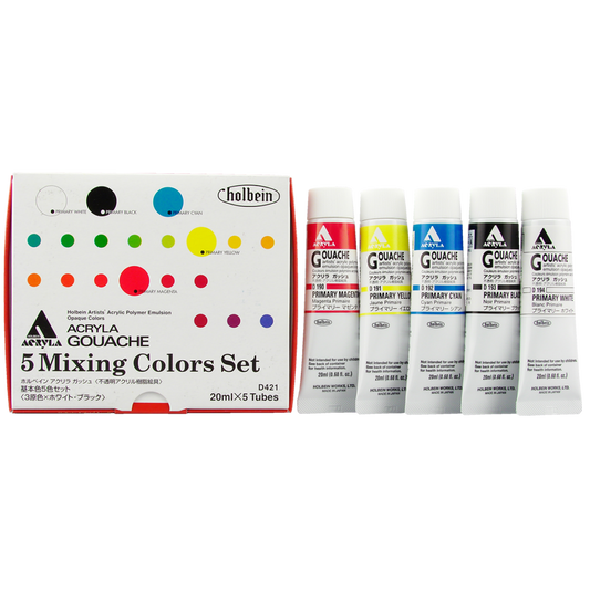 Holbein Acrylic Gouache: 5 Color (20ml tube) Set D421