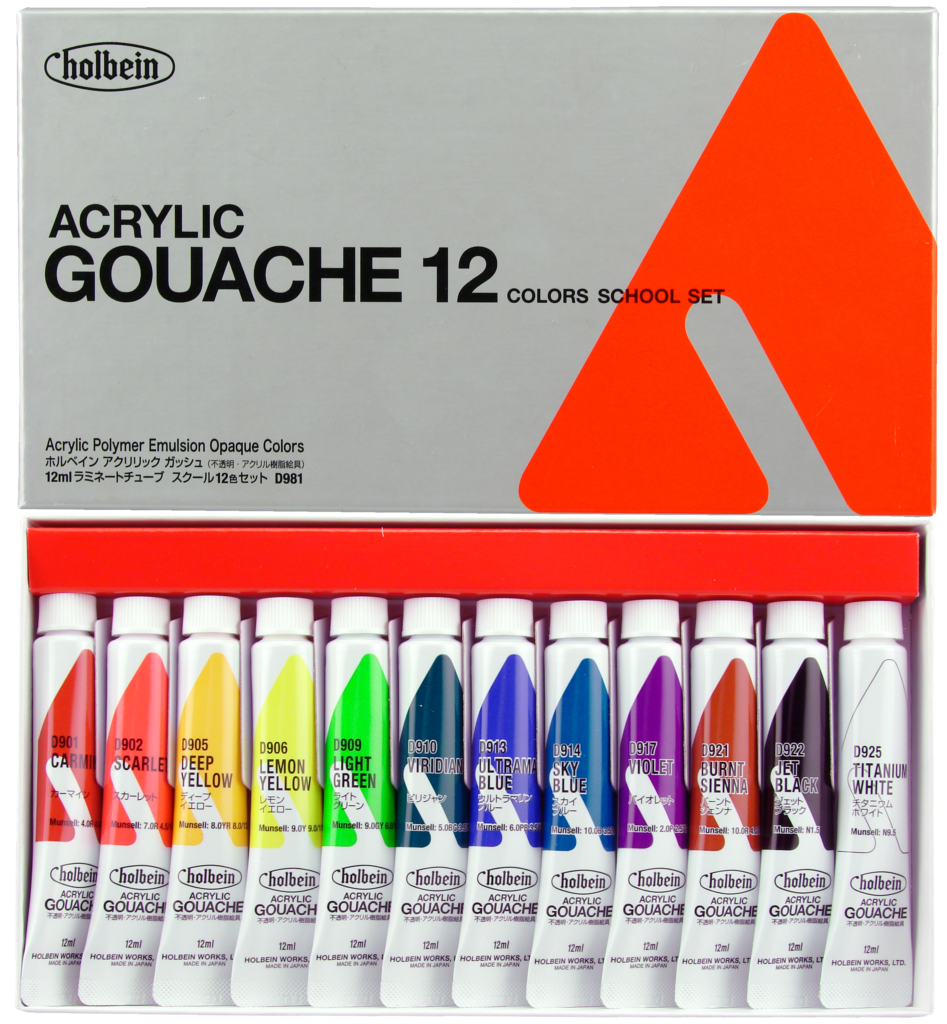 Holbein Acrylic Gouache: 12 Color (12ml tube) Set D981