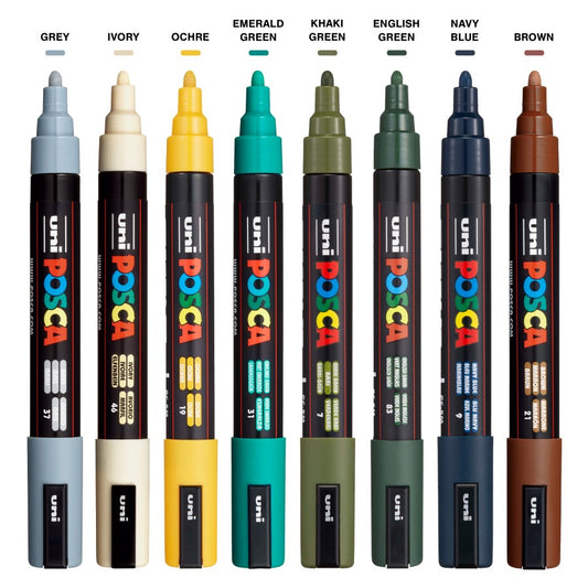 PC-5M EARTH Uni Posca Medium Marker Set (8 markers)