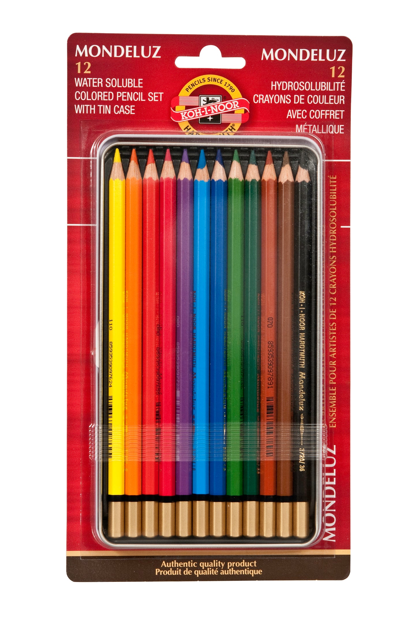 Mondeluz Water Soluble Colored Pencil Tin w/ 12 pencils