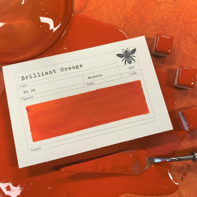 Brilliant Orange Half Pan Gouache: Stoneground Paint Co.