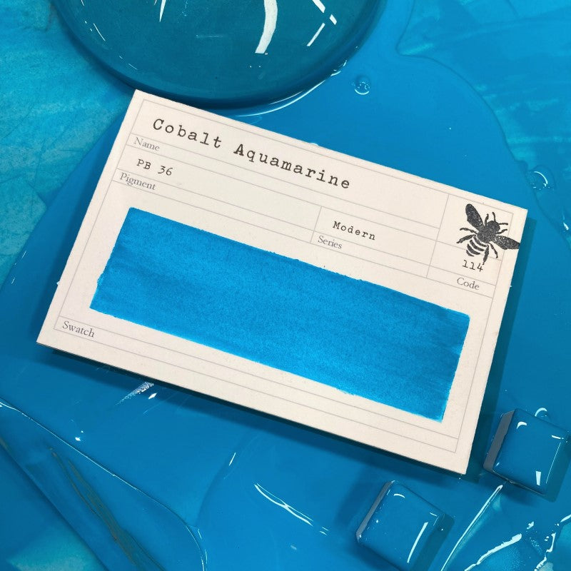 Cobalt Aquamarine Half Pan Gouache: Stoneground Paint Co.