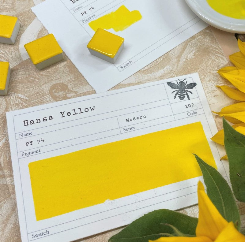 Hansa Yellow Half Pan Gouache: Stoneground Paint Co.